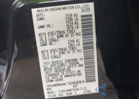 2010 Nissan Xterra S z USA, uszkodzony, nr VIN 5N1AN0NUXAC506884